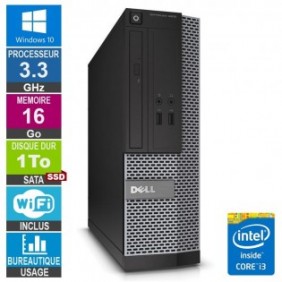 PC Dell 3010 SFF i3-3220 3.30GHz 16Go/1To SSD Wifi W10