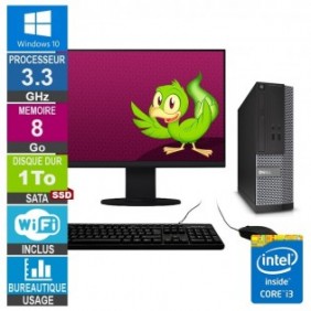 PC Dell 3010 SFF i3-3220 3.30GHz 8Go/1To SSD Wifi W10 + Ecran 22