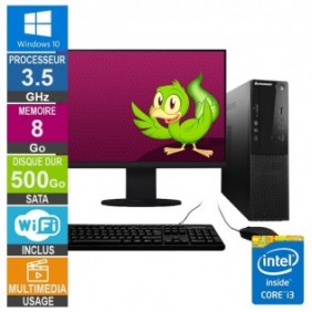 PC Lenovo S500 i3-4150 3.50GHz 8Go/500Go Wifi W10 + Ecran 19