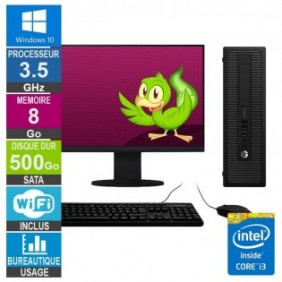 PC HP 800 G1 SFF i3-4150 3.50GHz 8Go/500Go Wifi W10 + Ecran 19