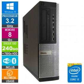 Dell Optiplex 9010 DT i5-3330 3.20GHz 8Go/1To (240Go SSD + 750Go HDD) Wifi + Bluetooth W10