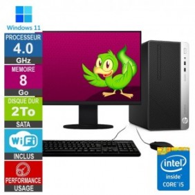 PC HP ProDesk 400 G5 MT i5-8400 4GHz 8Go/2To Wifi W11 + Ecran 19