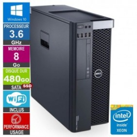 Dell T3600 Xeon E5-1620 3.80GHz 8Go/480Go SSD Quadro K2000  Wifi W10