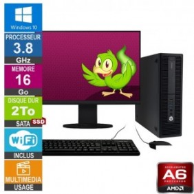 HP 705 G3 SFF A6-8570 3.80GHz 16Go/2To SSD Wifi W10 + Ecran 27