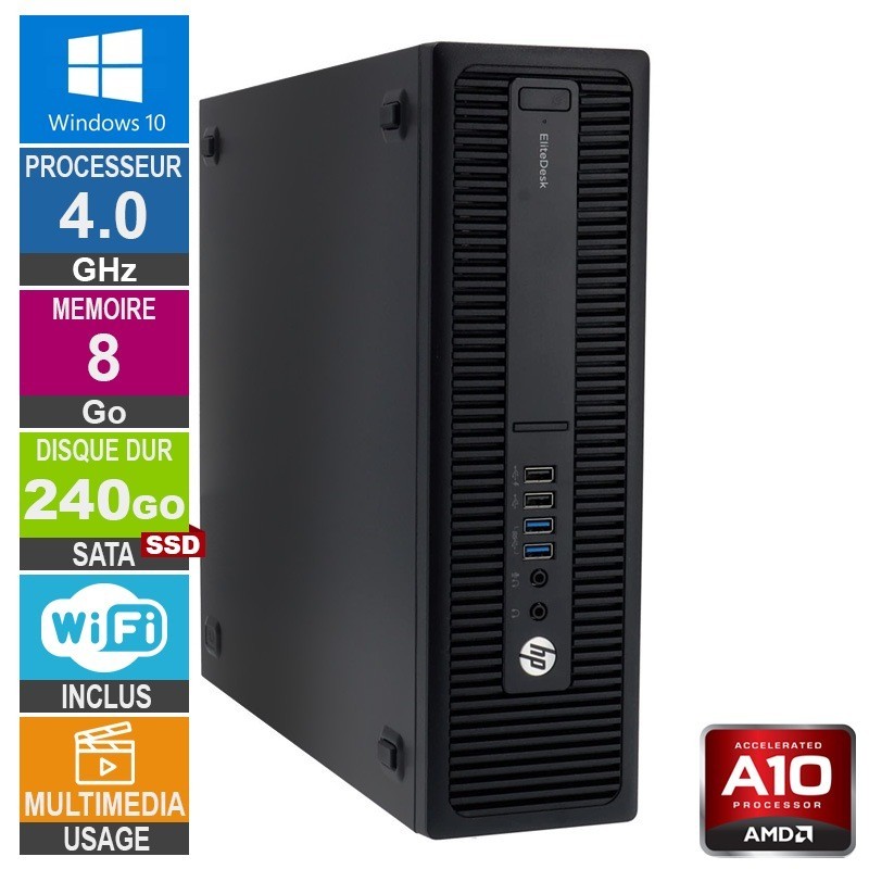 PC HP EliteDesk 705 G2 SFF reconditionné - AMD Pro A10-8750B - 8Go