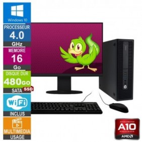 HP 705 G2 SFF A10-8750B 4GHz 16Go/480Go SSD Wifi W10 + Ecran 19