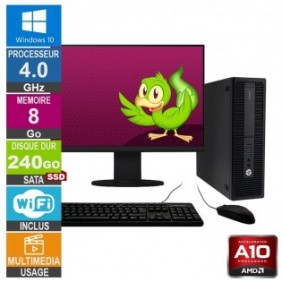 HP 705 G2 SFF A10-8750B 4GHz 8Go/240Go SSD Wifi W10 + Ecran 22