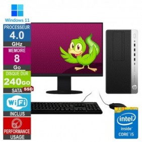 HP 600 G4 MT i5-8400 4GHz 8Go/240Go SSD Wifi W11 + Ecran 22