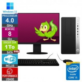 HP 600 G4 MT i5-8400 4GHz 8Go/1To SSD Wifi W11 + Ecran 22