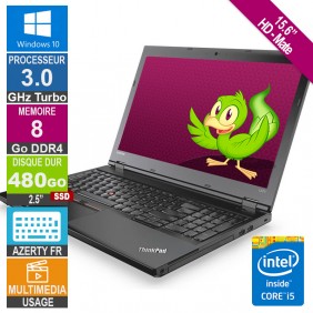 15,6" Lenovo ThinkPad L570 i5-6300U 3.0GHz 8Go/480Go SSD W10 AZERTY