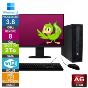 HP 705 G3 SFF A6-8570 3.80GHz 8Go/2To Wifi W11 + Ecran 22