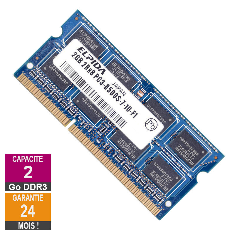 RAM Memory 2GB DDR3 Elpida EBJ21UE8BBS0-AE-F SO-DIMM PC3-8500 1066MHz 2Rx8 RAM Memory 2GB DDR3 Elpida...