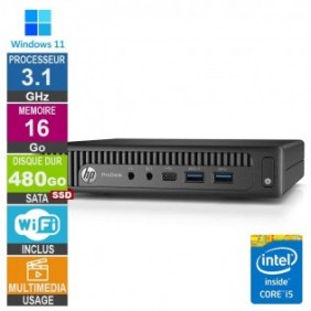 HP 600 G2 Mini i5-6500T 3.10GHz 16Go/480Go SSD Wifi W11