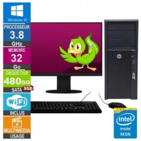 HP Z220 E3-1240v2 3.80GHz 32Go/480Go SSD Quadro K2000 Wifi W10 + Ecran 24