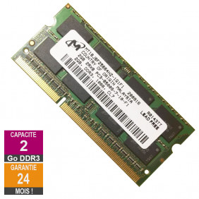 Barrette Mémoire 2Go RAM DDR3 Micron MT16JSF25664HZ-1G1F1 SO-DIMM PC3-8500 1066MHz 2Rx8