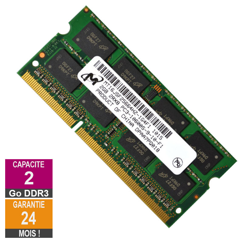 RAM Memory 2GB DDR3 Micron MT16JSF25664HZ-1G4F1 SO-DIMM PC3-10600 1333MHz 2Rx8 RAM Memory 2GB DDR3 Micron...