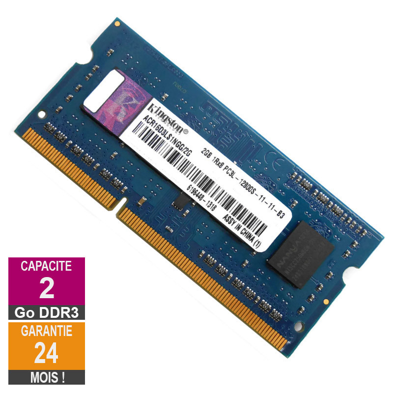 RAM Memory 2GB DDR3 Kingston ACR16D3LS1NGG/2G SO-DIMM PC3-12800 1600MHz 1Rx8 RAM Memory 2GB DDR3 Kingston...