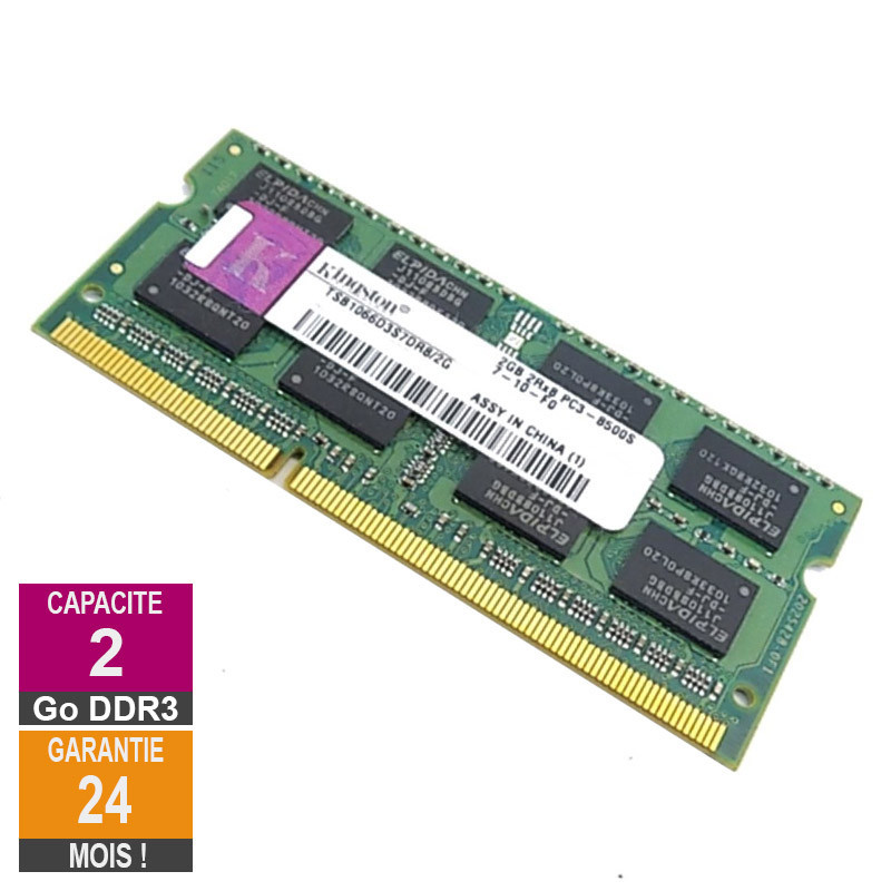 RAM Memory 2GB DDR3 Kingston TSB1066D3S7DR8/2G SO-DIMM PC3-8500 1066MHz 2Rx8 RAM Memory 2GB DDR3 Kingston...