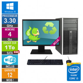 PC HP Pro 6300 MT Core i3-3220 3.30GHz 4Go/1To SSD Wifi W10 + Ecran 22