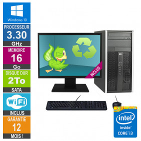 PC HP Pro 6300 MT Core i3-3220 3.30GHz 16Go/2To Wifi W10 + Ecran 22