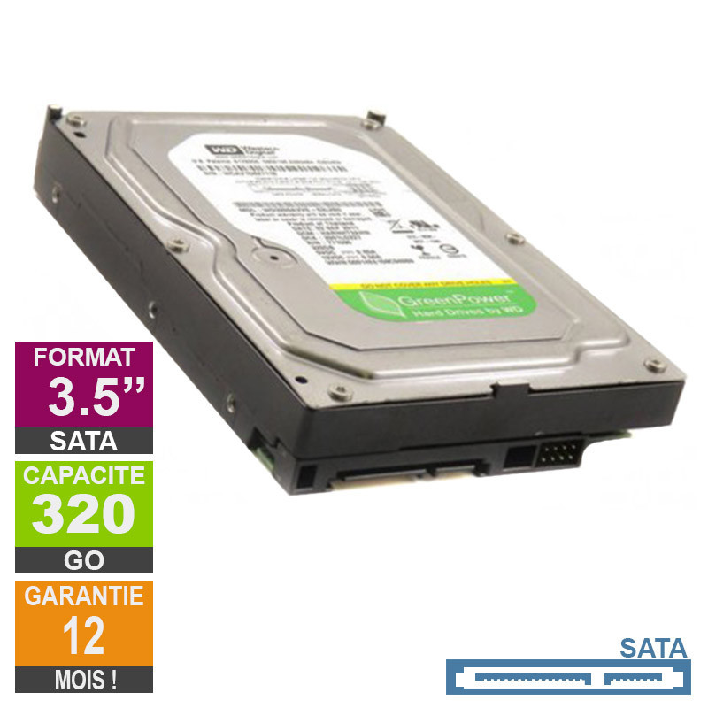 Disque Dur 320Go SATA 3.5 Western Digital WD3200AVVS-63L2B0 5400rpm 8Mo