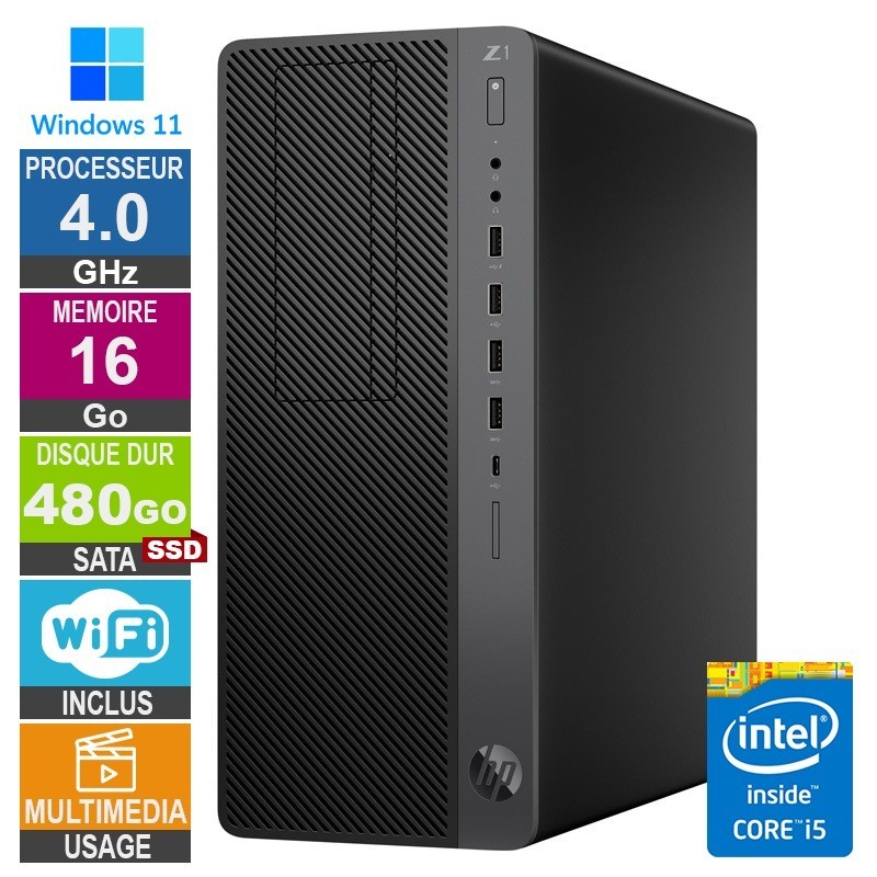 HP Z1 TWR G5 i5-8400 4GHz 16Go