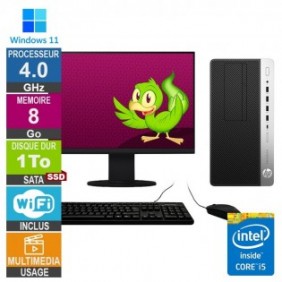 HP ProDesk 600 G5 MT i5-8400 4GHz 8Go/1To SSD Wifi W11 + Ecran 22