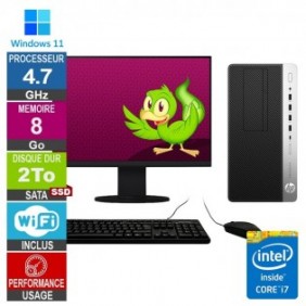 HP ProDesk 600 G5 MT i7-9700 4.70GHz 8Go/2To SSD Wifi W11 + Ecran 27