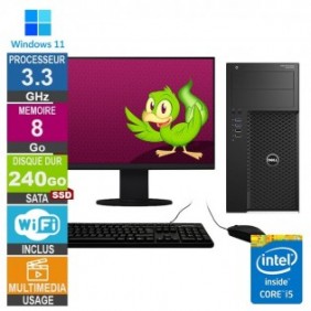 Dell Precision T3620 i5-6400 3.30GHz 8Go/240Go SSD Wifi W11 + Ecran 20