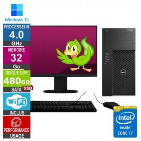 Dell Precision T3620 i7-6700 4GHz 32Go/480Go SSD Wifi W11 + Ecran 20