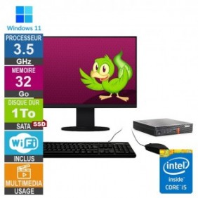 Lenovo M920q i5-8500T 3.50GHz 32Go/1To SSD Wifi W11 + Ecran 24