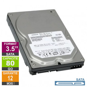 Disque Dur 80Go SATA 3.5 Hitachi Deskstar HDS728080PLA380 7200rpm 8Mo