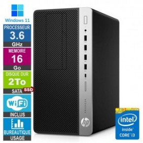 HP EliteDesk 800 G4 TWR i3-8100 3.60GHz 16Go/2To SSD Wifi W11