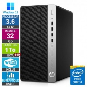 HP EliteDesk 800 G4 TWR i3-8100 3.60GHz 32Go/1To SSD Wifi W11