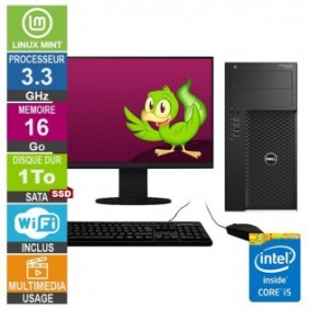 Dell Precision T3620 i5-6400 3.30GHz 16Go/1To SSD Wifi Linux MINT + Ecran 24