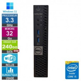 Dell Optiplex 5050 Micro i5-7500t 3.30GHz 32Go/240Go SSD Wifi W11