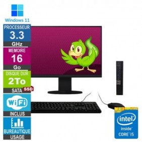 Dell Optiplex 5050 Micro i5-7500t 3.30GHz 16Go/2To SSD Wifi W11 + Ecran 20