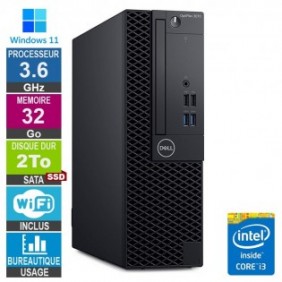 Dell Optiplex 3070 SFF i3-8100 3.60GHz 32Go/2To SSD Wifi W11