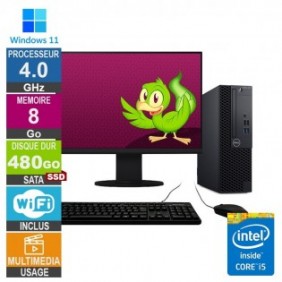 Dell Optiplex 3070 SFF i5-8400 4GHz 8Go/480Go SSD Wifi W11 + Ecran 22