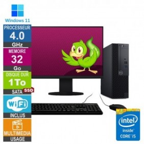 Dell Optiplex 3070 SFF i5-8400 4GHz 32Go/1To SSD Wifi W11 + Ecran 22