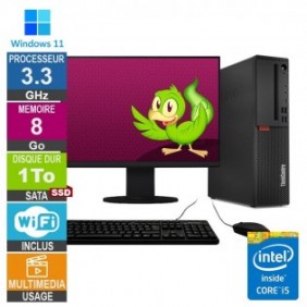 Lenovo M720s i5-8400t 3.30GHz 8Go/1To SSD Wifi W11 + Ecran 22