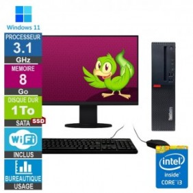 Lenovo M920s i3-8100t 3.10GHz 8Go/1To SSD Wifi W11 + Ecran 22