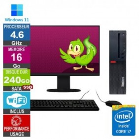 Lenovo M920s i7-8700 4.60GHz 16Go/240Go SSD Wifi W11 + Ecran 24