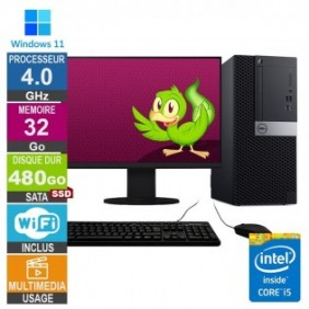 Dell 7060 MT i5-8400 4GHz 32Go/480Go SSD Wifi W11 + Ecran 22