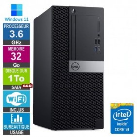 Dell 7060 MT i3-8100 3.60GHz 32Go/1To SSD Wifi W11