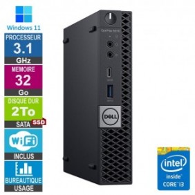 Dell 5070 Micro i3-8100t 3.10GHz 32Go/2To SSD Wifi W11