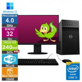 Dell Precision 3630 i5-8400 4GHz 32Go/240Go SSD Wifi W11 + Ecran 20