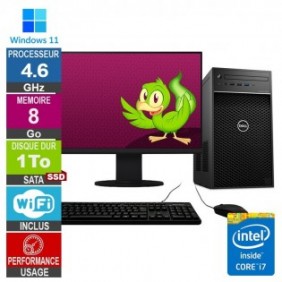Dell Precision 3630 i7-8700 4.60GHz 8Go/1To SSD Wifi W11 + Ecran 20