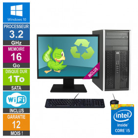 PC HP Pro 6300 MT Core i5-3470 3.20GHz 16Go/1To Wifi W10 + Ecran 19