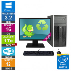 PC HP Pro 6300 MT Core i5-3470 3.20GHz 16Go/1To SSD Wifi W10 + Ecran 22